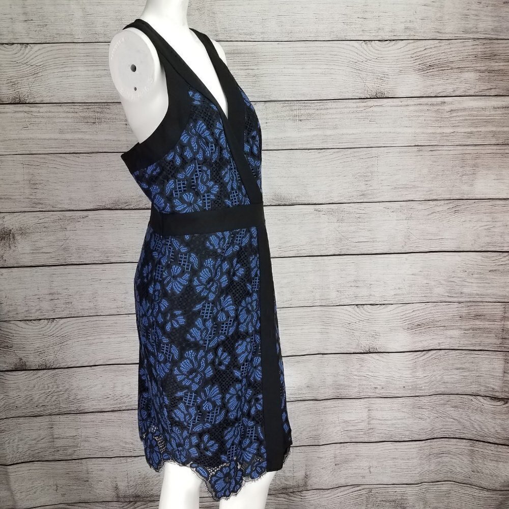 NEW Harlyn L Two Tone Lace Cocktail Sheath Dress Surplice Neck - Picture 9 of 14